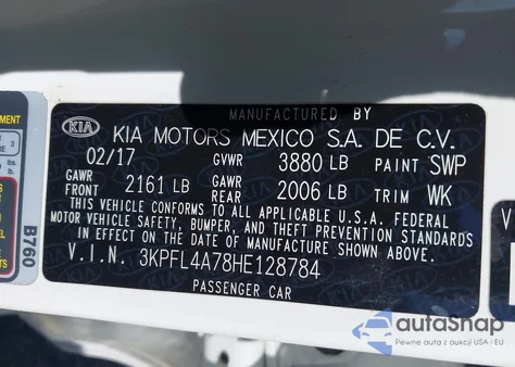 2017 Kia Forte Lx from USA, damaged, VIN 3KPFL4A78HE128784